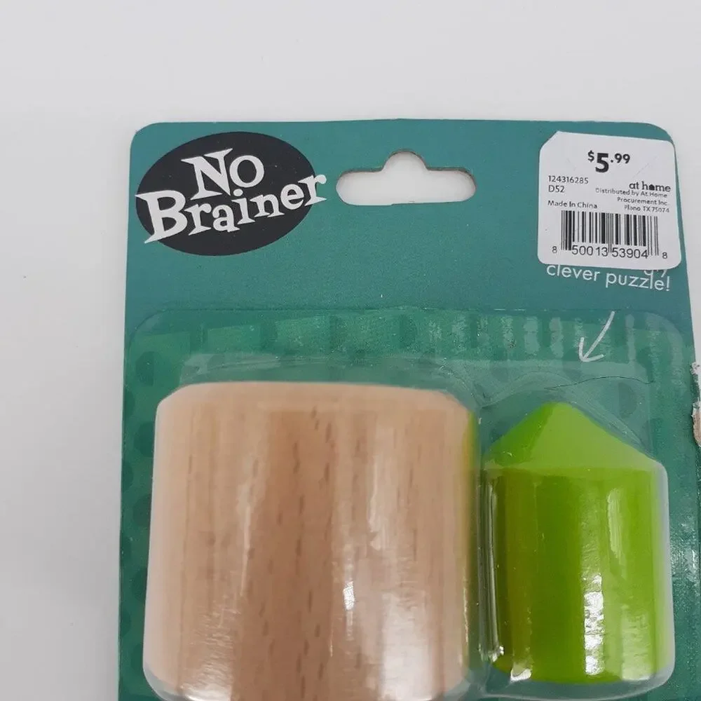 No Brainer Clever Puzzle toy Brain Teasers Wooden Half Full